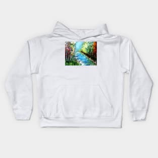 Semi abstract river scape 2 Kids Hoodie